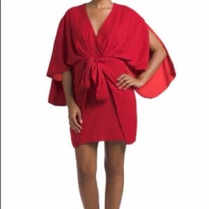 Alexia Admor Dania coral Red kimono draped mini Dress 12